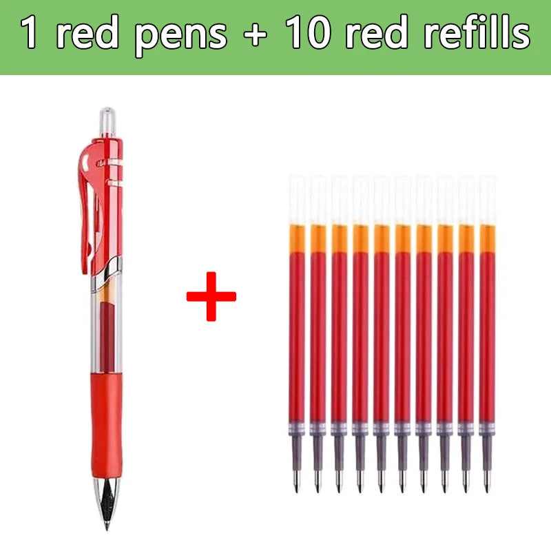 Gel Pens & Ballpoint Pens Set (Black, Red & Blue) – 130 mm Universal Refills