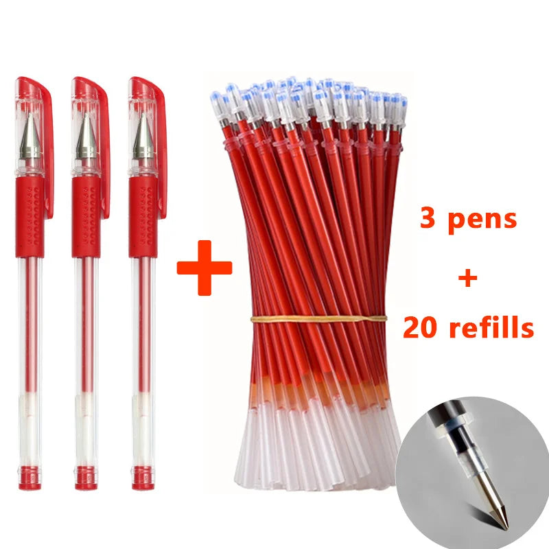 Gel Pens & Ballpoint Pens Set (Black, Red & Blue) – 130 mm Universal Refills