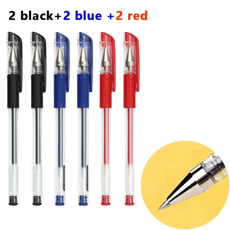 Gel Pens & Ballpoint Pens Set (Black, Red & Blue) – 130 mm Universal Refills