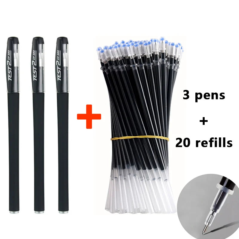 Gel Pens & Ballpoint Pens Set (Black, Red & Blue) – 130 mm Universal Refills