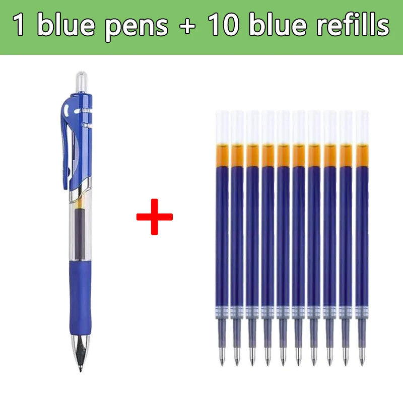 Gel Pens & Ballpoint Pens Set (Black, Red & Blue) – 130 mm Universal Refills