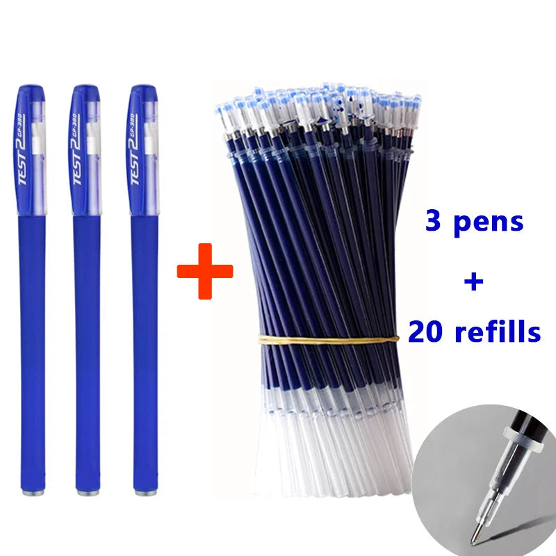 Gel Pens & Ballpoint Pens Set (Black, Red & Blue) – 130 mm Universal Refills