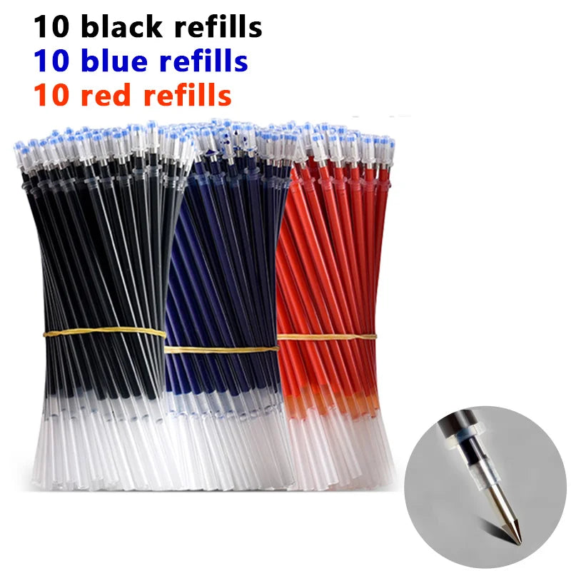 Gel Pens & Ballpoint Pens Set (Black, Red & Blue) – 130 mm Universal Refills