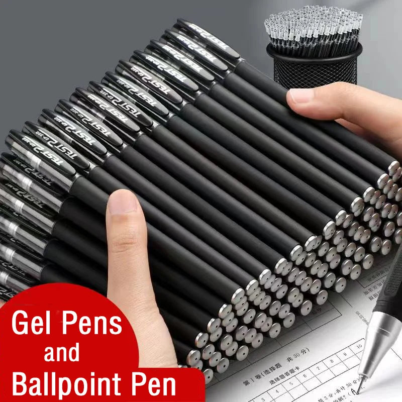 Gel Pens & Ballpoint Pens Set (Black, Red & Blue) – 130 mm Universal Refills