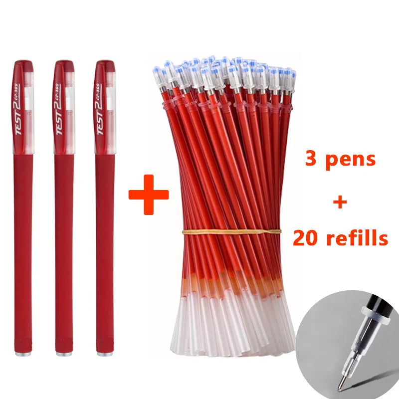 Gel Pens & Ballpoint Pens Set (Black, Red & Blue) – 130 mm Universal Refills